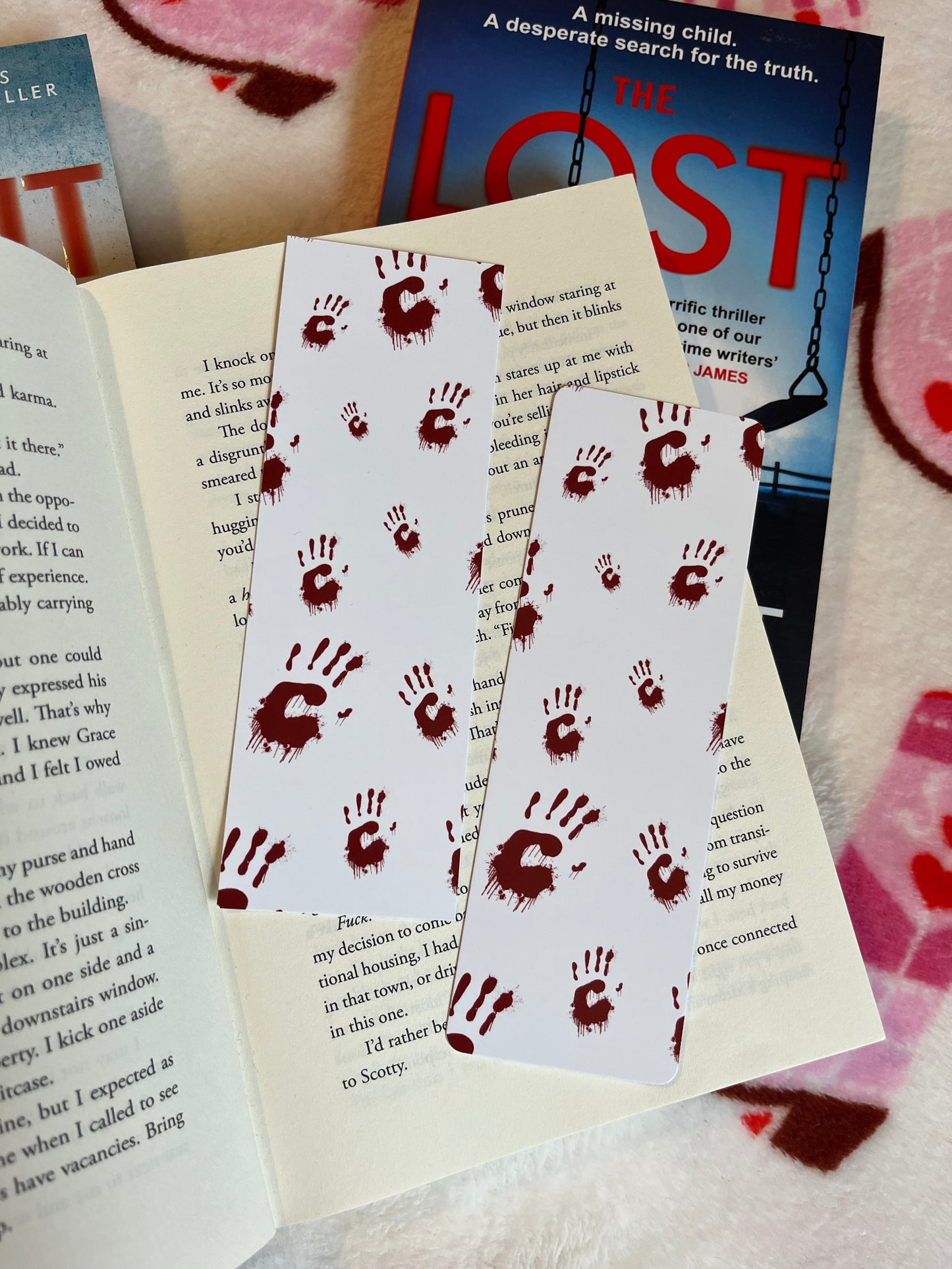 Hand print thriller bookmark