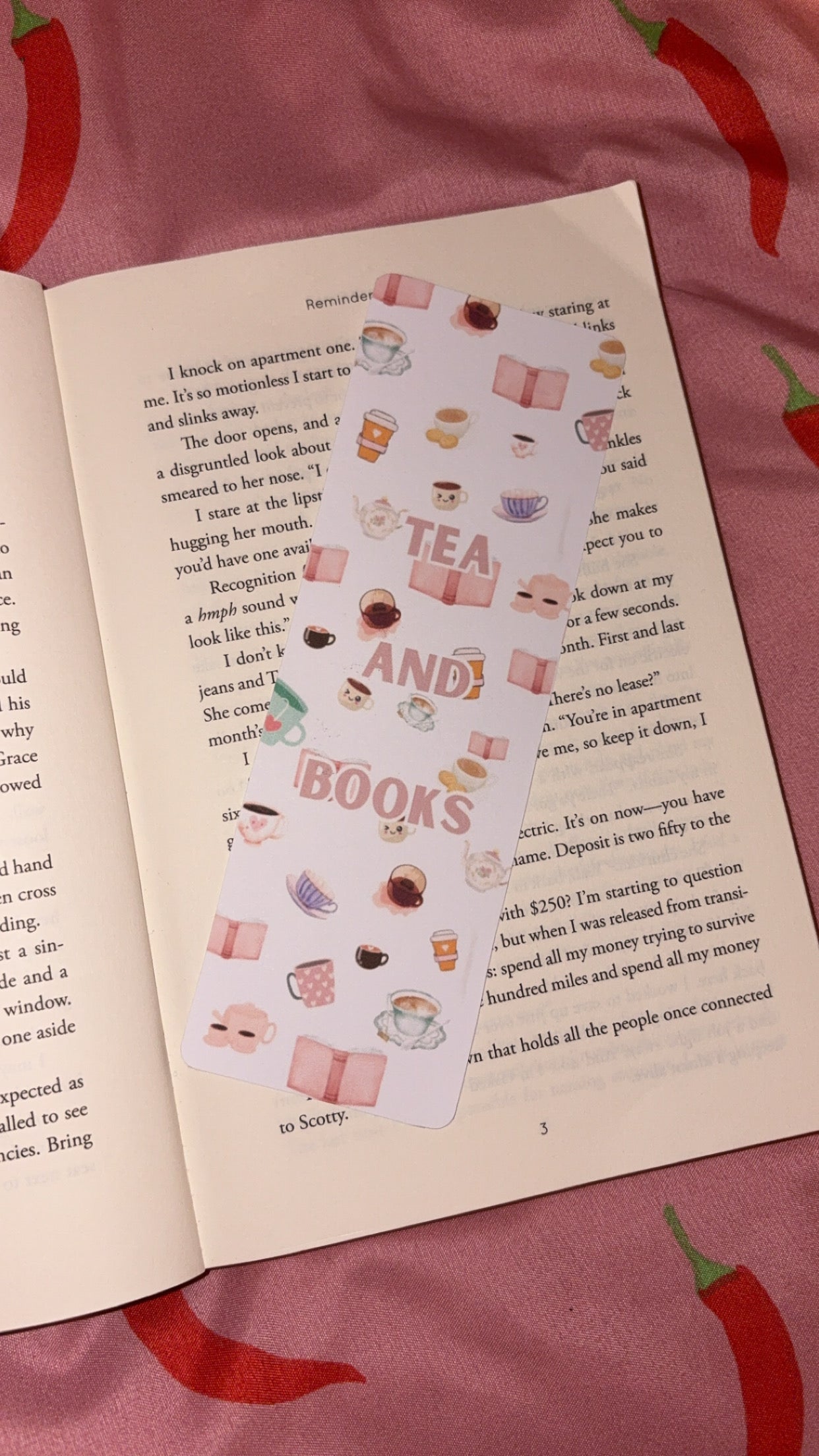 Tea and books quote bookmark