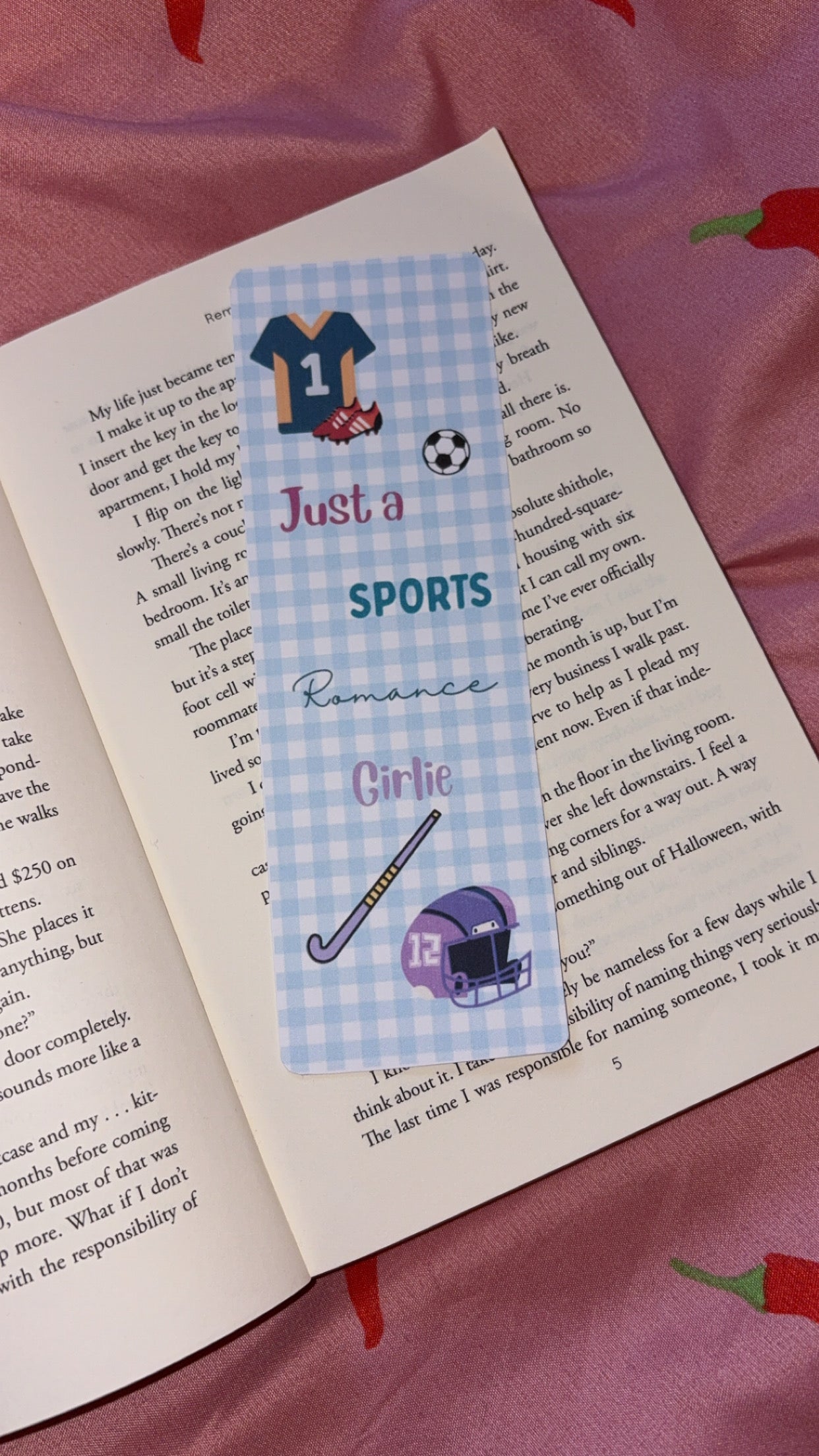 A sports romance girlie bookmark