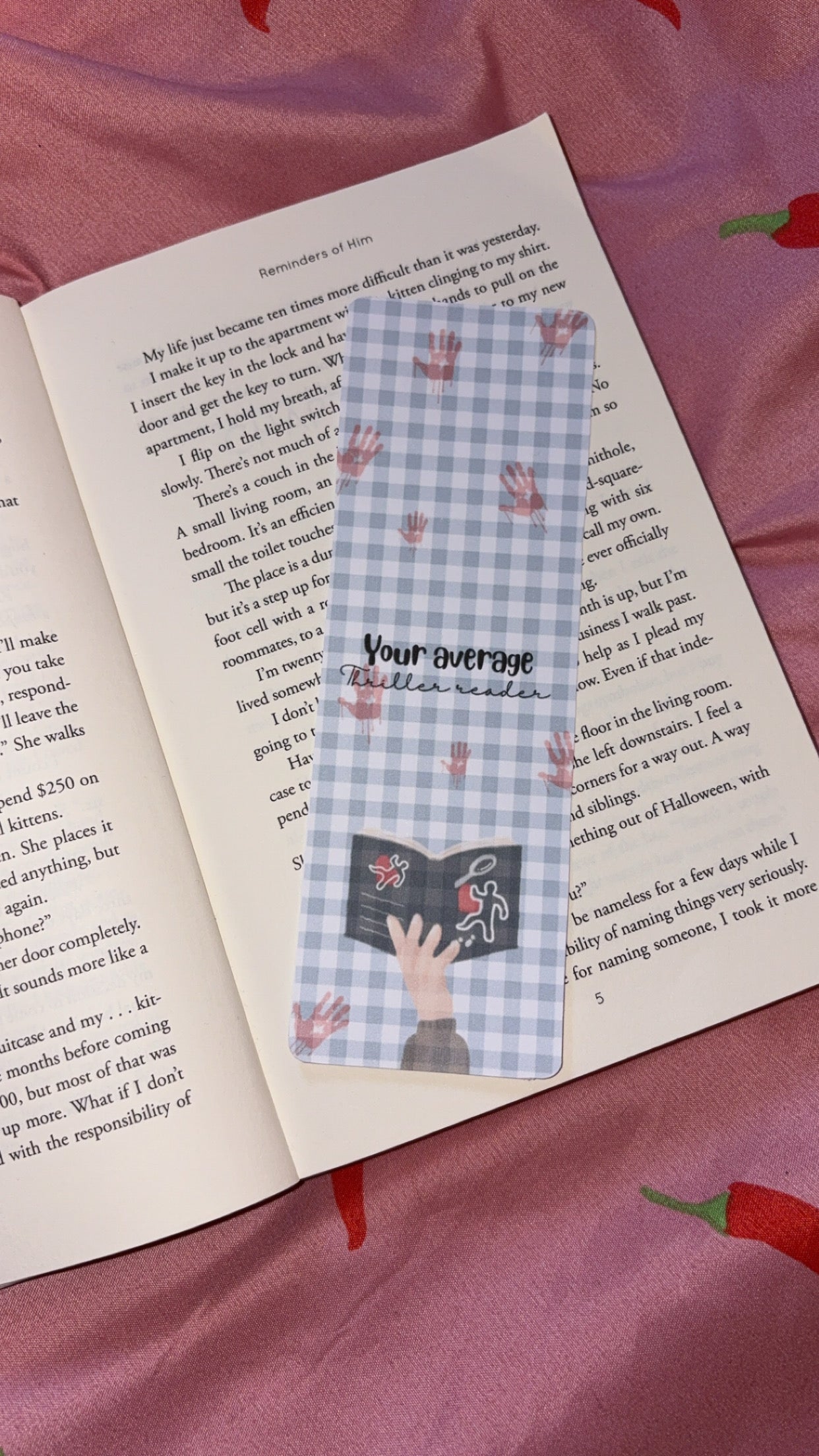 Average thriller reader bookmark