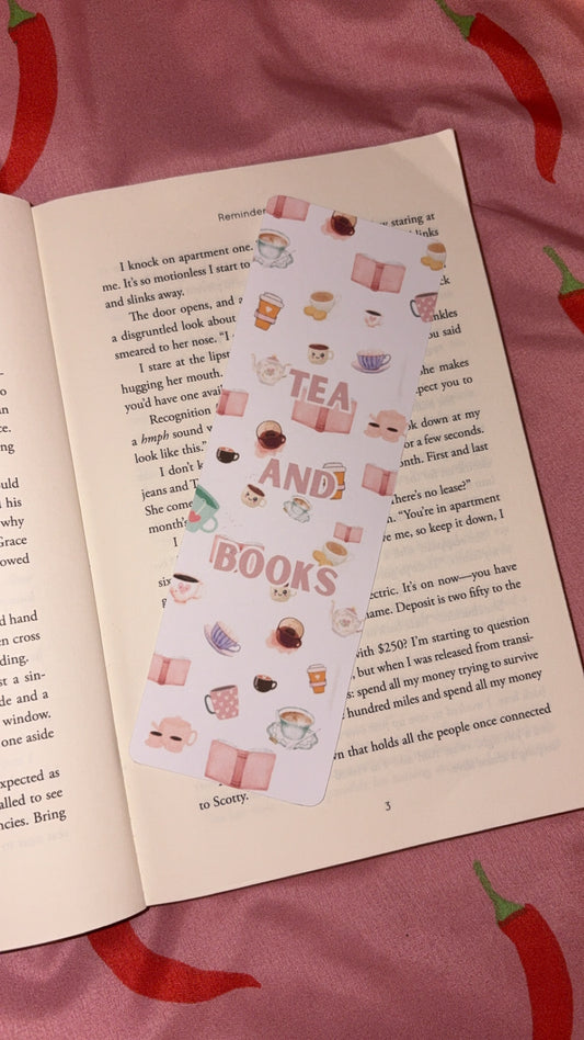 Tea and books quote bookmark