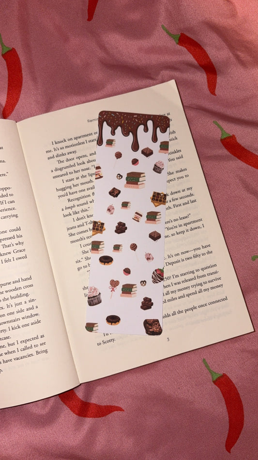 Chocolate and books bookmark