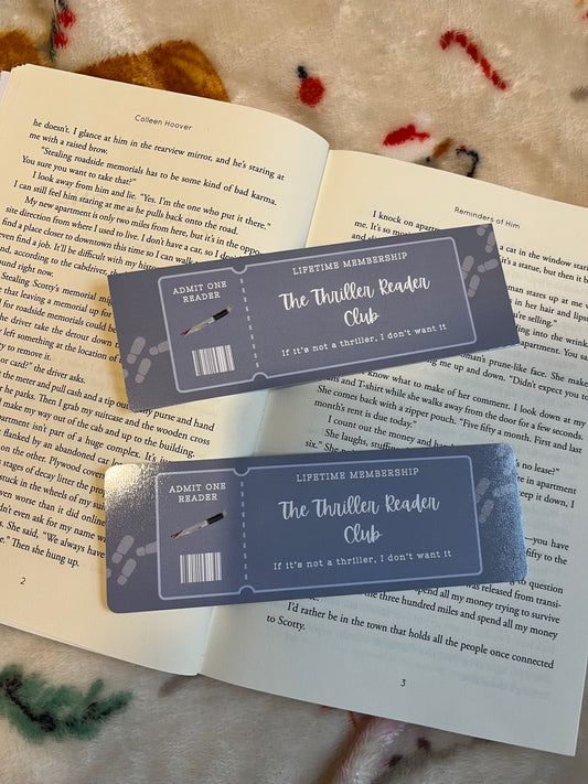 Thriller reader club bookmark
