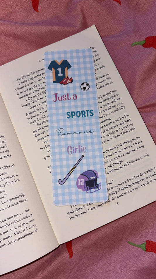 A sports romance girlie bookmark