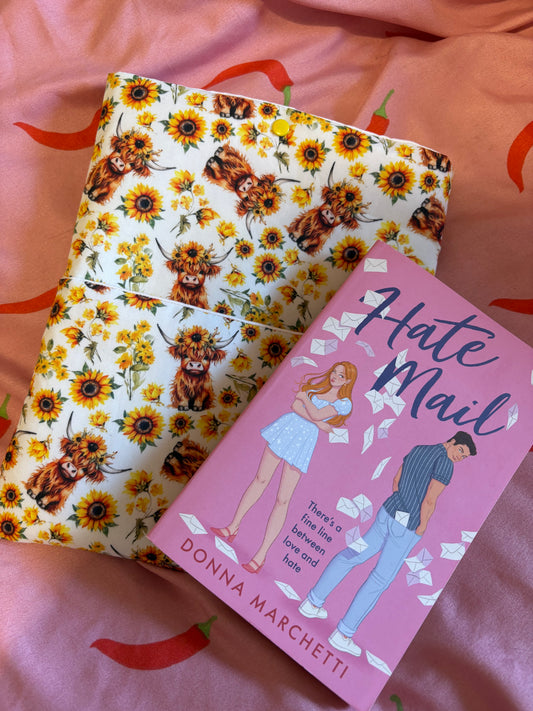 Cow/sunflower book sleeve